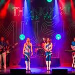 Image shows a tribute band for ABBA